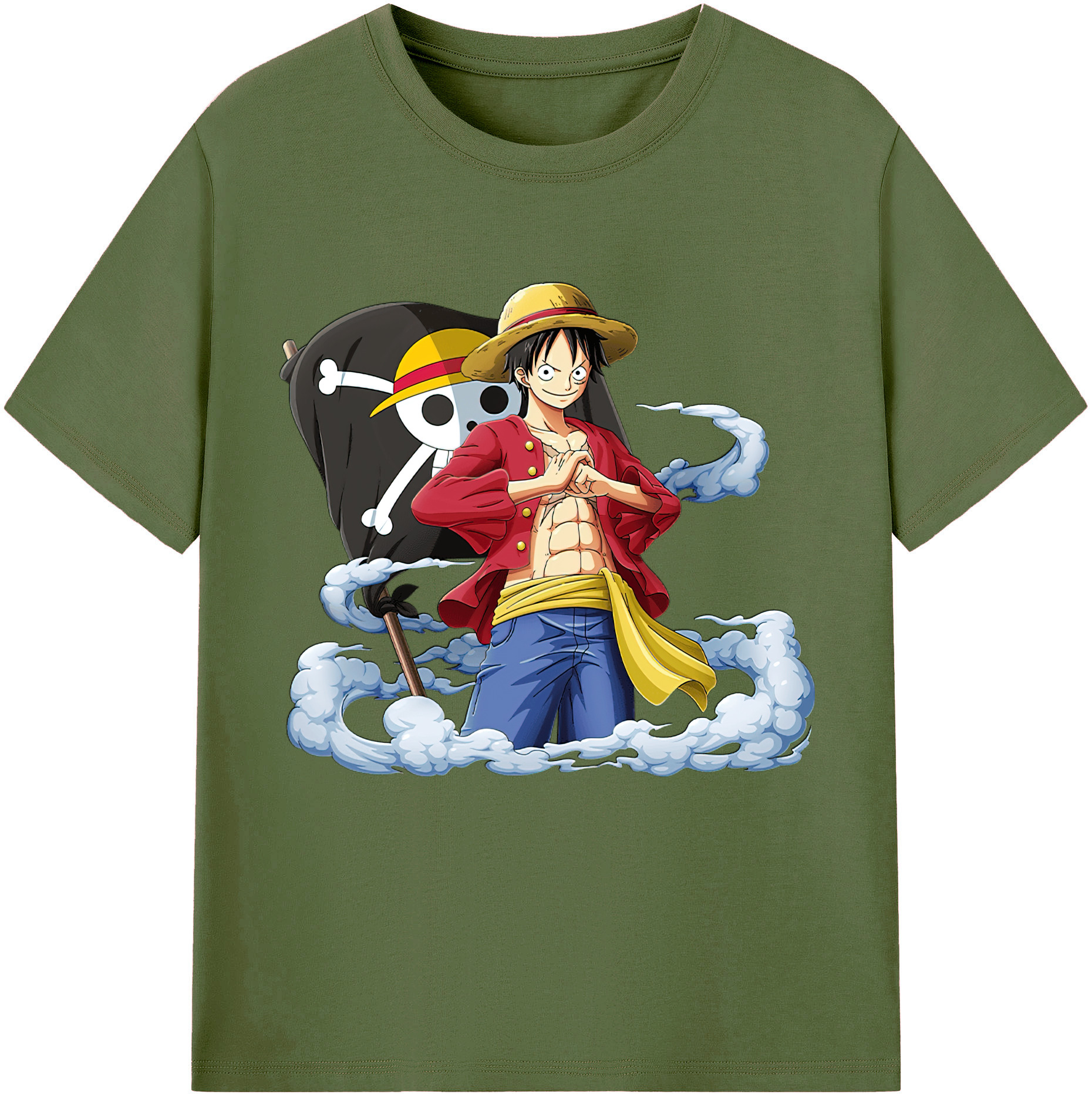 ワンピース モンキー・D・ルフィ ONE PIECE Monkey D. Luffy 綿100％半袖Tシャツ（フロントプリント）